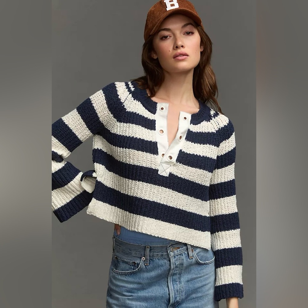 Anthropologie‎ Pilcro Bell-Sleeve Henley Sweater
